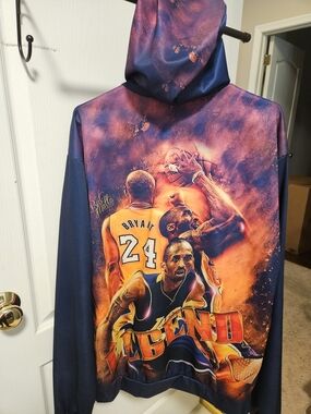 Men's Kobe Navy & Orange Graphic Hoodie Sweatshirt - Tribute Design